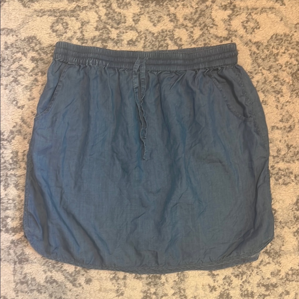 Casual Chambray Blue Skirt